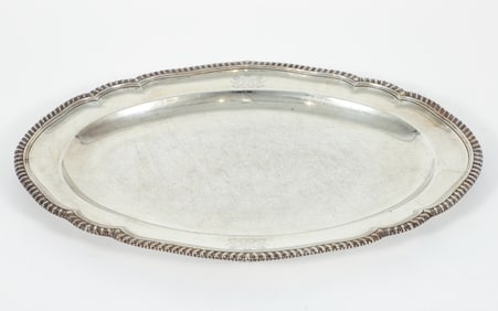 Gadrooned Edge English Sterling Silver Tray