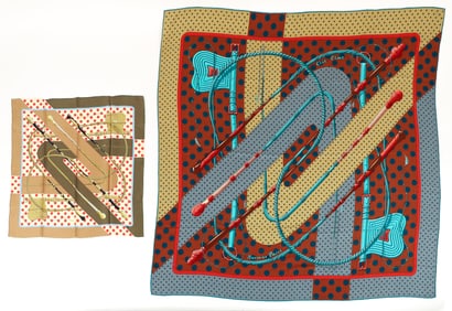 2 Hermes Clic Clac a Pois Scarves by Julie Abadie