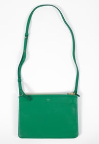 Celine Trio Crossbody Leather Bag in Kelly Green