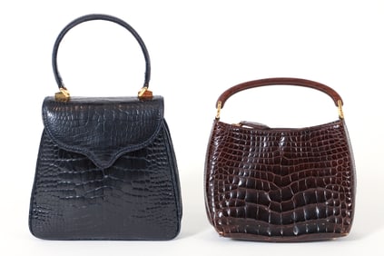 2 Lana Marks Handbags, Princess Diana Blue Alligator and Wooden Top