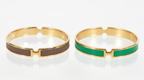 2 Hermes Epsom Olympe Bangle Bracelets