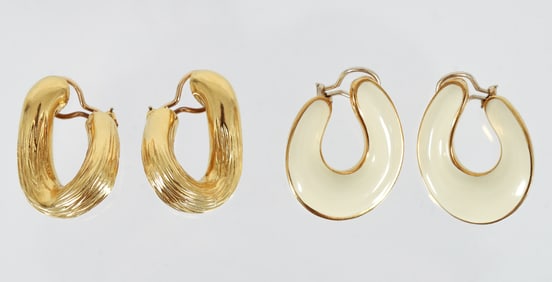 2 Pairs of 18k Yellow Gold Clip Earrings