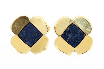 18k Grosse Lapis Lazuli Clip Earrings