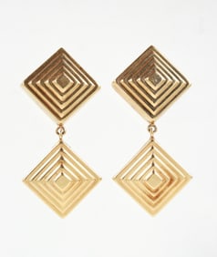 14k Tiered Dangle Clip Earrings