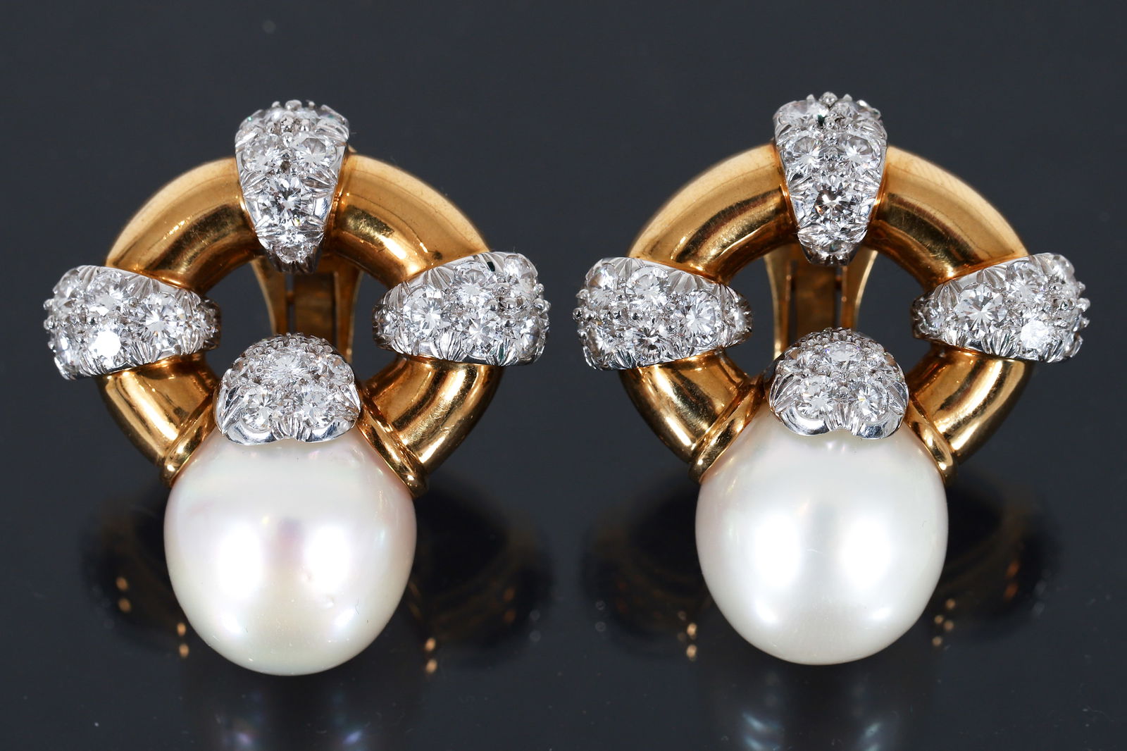 David Webb 18k and Platinum Diamond Earrings (1 of 3)
