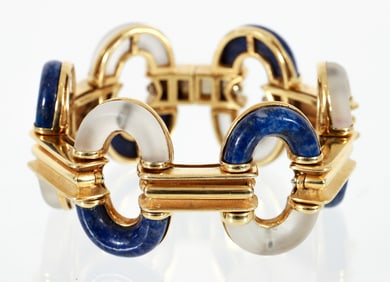 Italian 18k Lapis Lazuli Link Bracelet