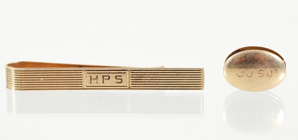 Vintage 14K Gold Tie Bar and Tie Clip