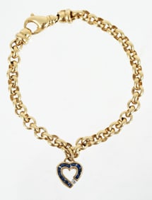18k Charles Krypell Heart Charm on Italian Bracelet