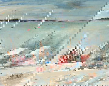 Alfred Birdsey oil Sailboats in Harbour Bermuda