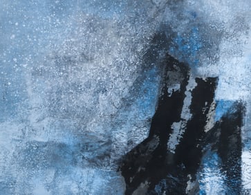 Fong Chung-Ray Abstract in Blue Watercolor 1972