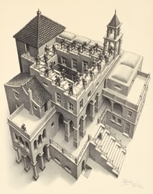 MC Escher 1960 Ascending and Descending signed lithograph