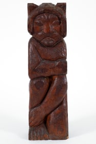 Enrico Glicenstein Cat Man Wood Sculpture 1938