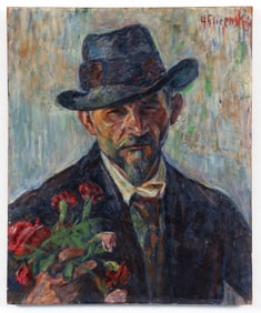 Enrico Glicenstein Self Portrait Oil on Board c.1920s