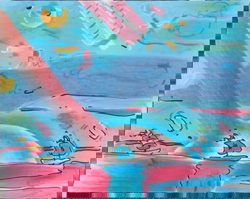 Peter Max 1980 orig lithograph Sailboats