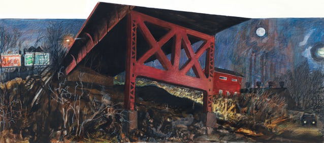 Jim Nelson 1990 work on paper Under The Bridge #2