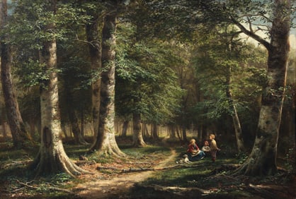 George Hetzel 1869 oil Woods Interior with Figures