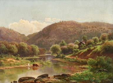 Martin B. Leisser Penna Mt. Farm Oil on Canvas Board