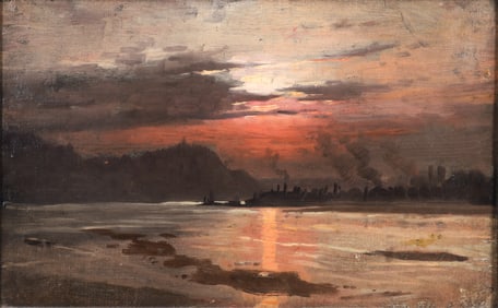 Martin Leisser oil Industrial Sunset of The River