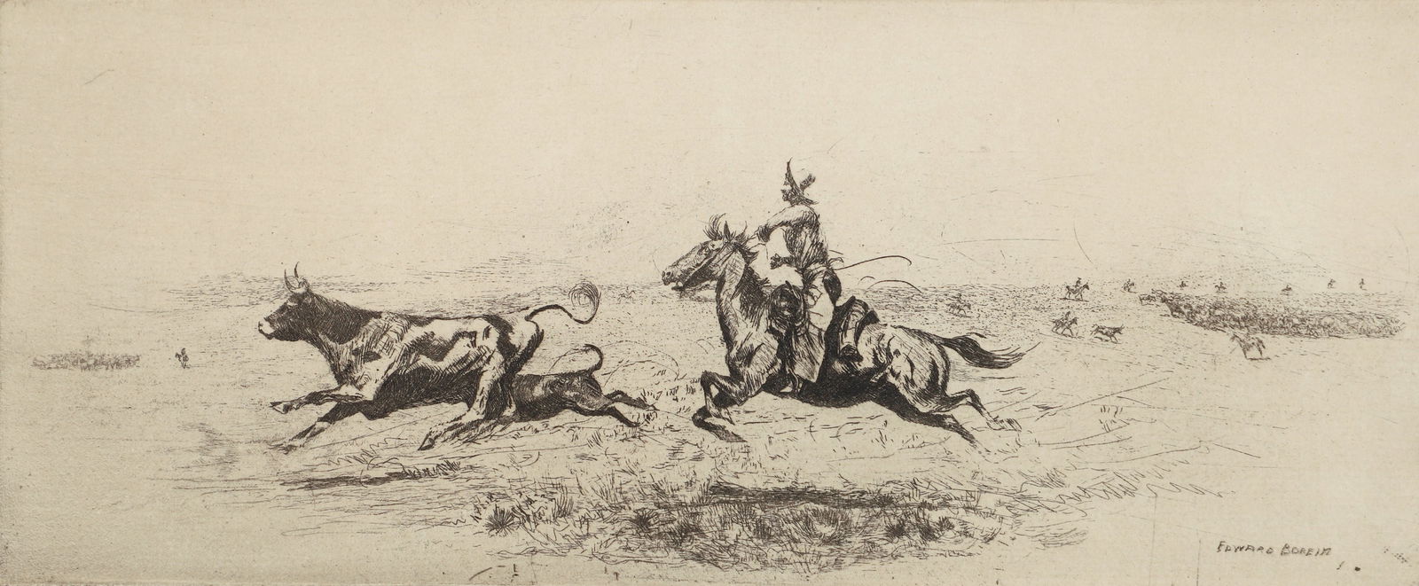 Edward Borein signed etching Her Calf (1 of 3)