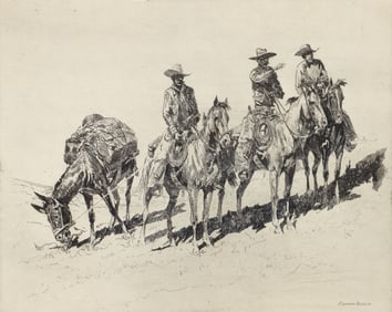 Edward Borein pencil signed etching The Grass Hunters No. 1
