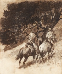 Edward Borein pencil signed etching California Vaqueros
