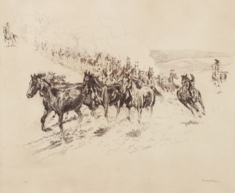 Edward Borein etching The Bell Mare