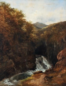 Adam Barland Resting by the Falls Oil on Canvas