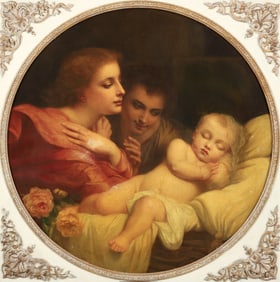 Charles Zacharie Landelle Oil Painting Sleeping Child and Parents 1898