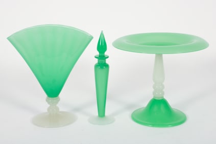 Carder for Steuben Jade and Alabaster Compote, Vase, and Bottle