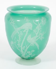 Carder for Steuben Etched Footed Vase with Bird Motif