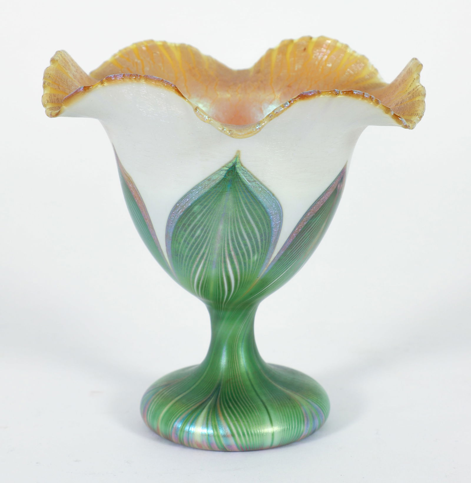 Quezal Floriform Pulled Feather Vase (1 of 5)