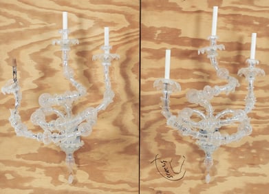 Pair of Custom Venetian Blown Glass Light Sconces