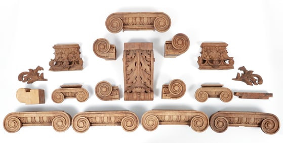 Collection of 17 Wood Architectural Elements