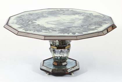Verre Eglomise Pedestal Coffee Table
