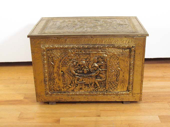 Embossed brass clad Firewood Box