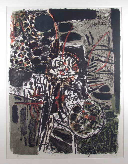 Corneille 1962 orig litho "Arbres et Rochers": Artist: Corneille (Belgian 1922-2010) Title: Arbres et Rochers Date: 1962 Medium: lithograph printed in colors Dimensions: 25 3/4 x 19 5/8 inches Edition: 98/210 Signature: penc