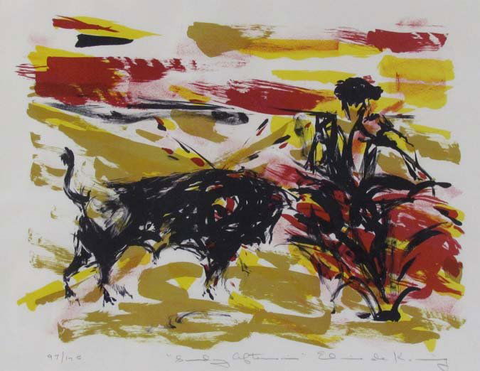 ELAINE DE KOONING orig litho Sunday Afternoon: Artist: De Kooning, Elaine Title: Sunday Afternoon Date: circa 1960 Medium: lithograph printed in colors Dimensions: 12 1/4x15 3/4 inches Edition: 97/175 Signature: pencil signe