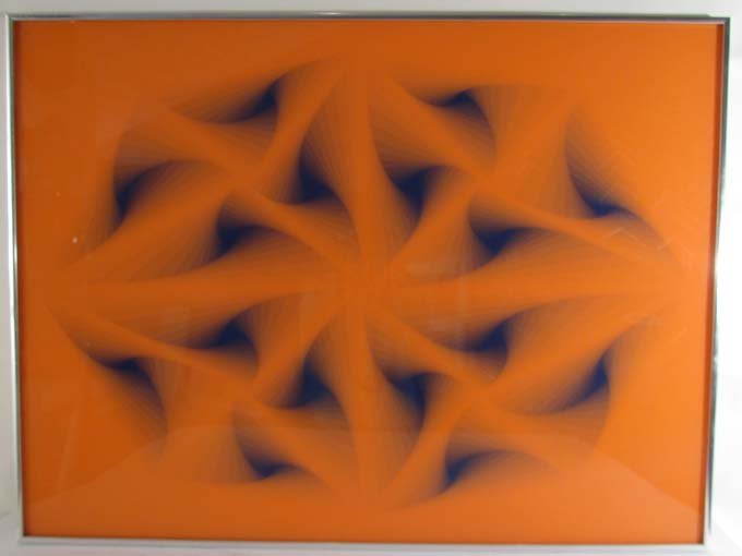 Betty Slaney painting on Plexiglas " Vaulted": Artist: Slaney, Elizabeth M. (British/American 1922 -2012) Title: Vaulted Date: circa 1980 Medium: painting on reverse Plexiglas Dimensions: 27 x 36 inches Provenance: The Estate of Ruth a
