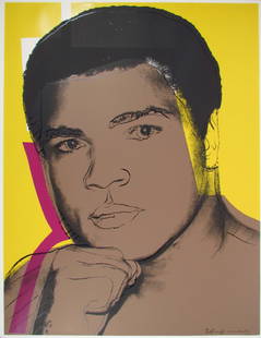 ANDY WARHOL, orig serigraph "Muhammad Ali": Artist: Warhol, Andy (American 1928 - 1987) Title: Muhammad Ali Medium: Screenprint in colors, on Strathmore Bristol paper Dimensions: 40 x 30 inches Edition: 36/150 Description: LITERATUR