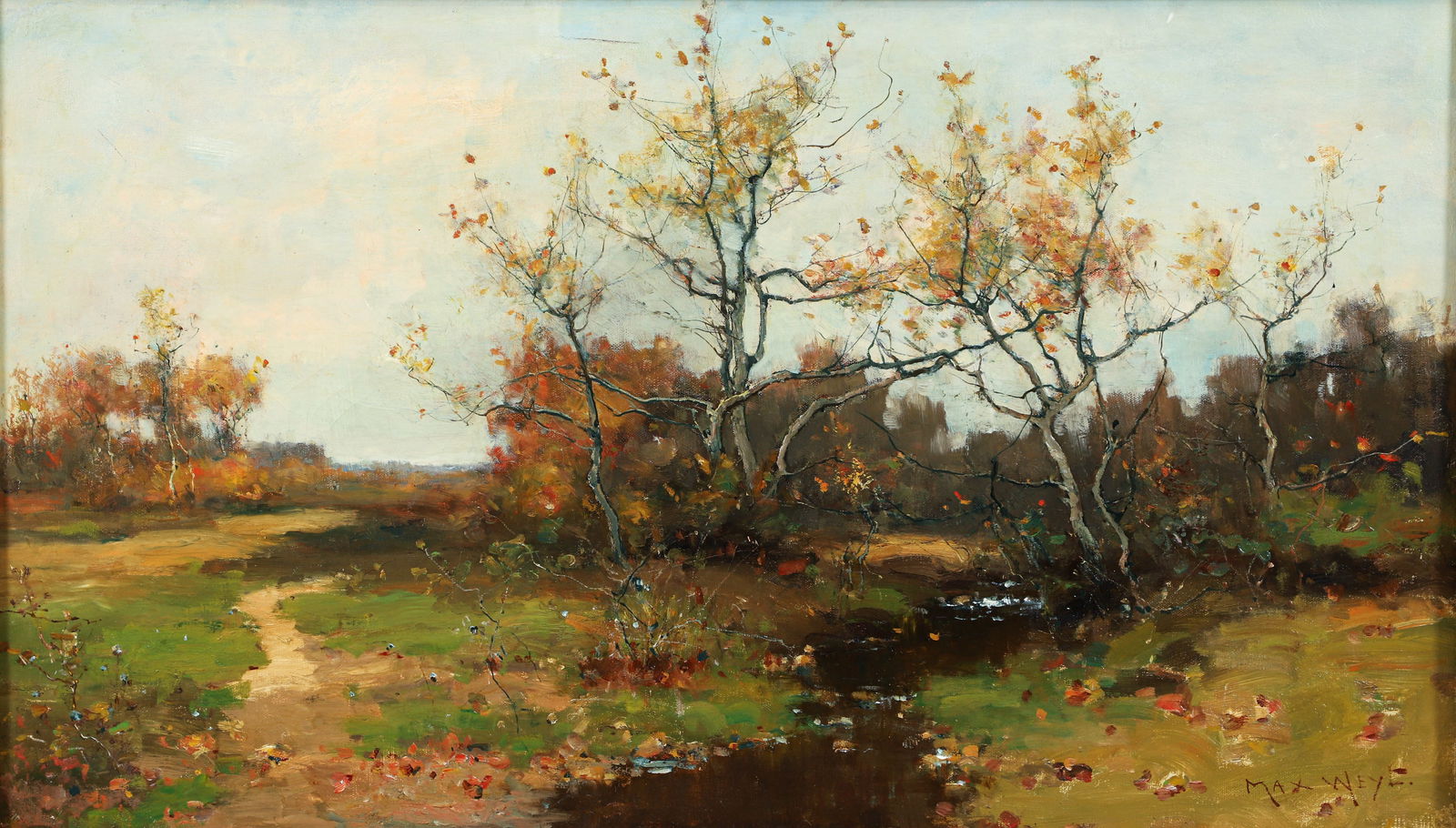 Max Weyl Landscape with Road and Stream Oil on Canvas (1 of 3)