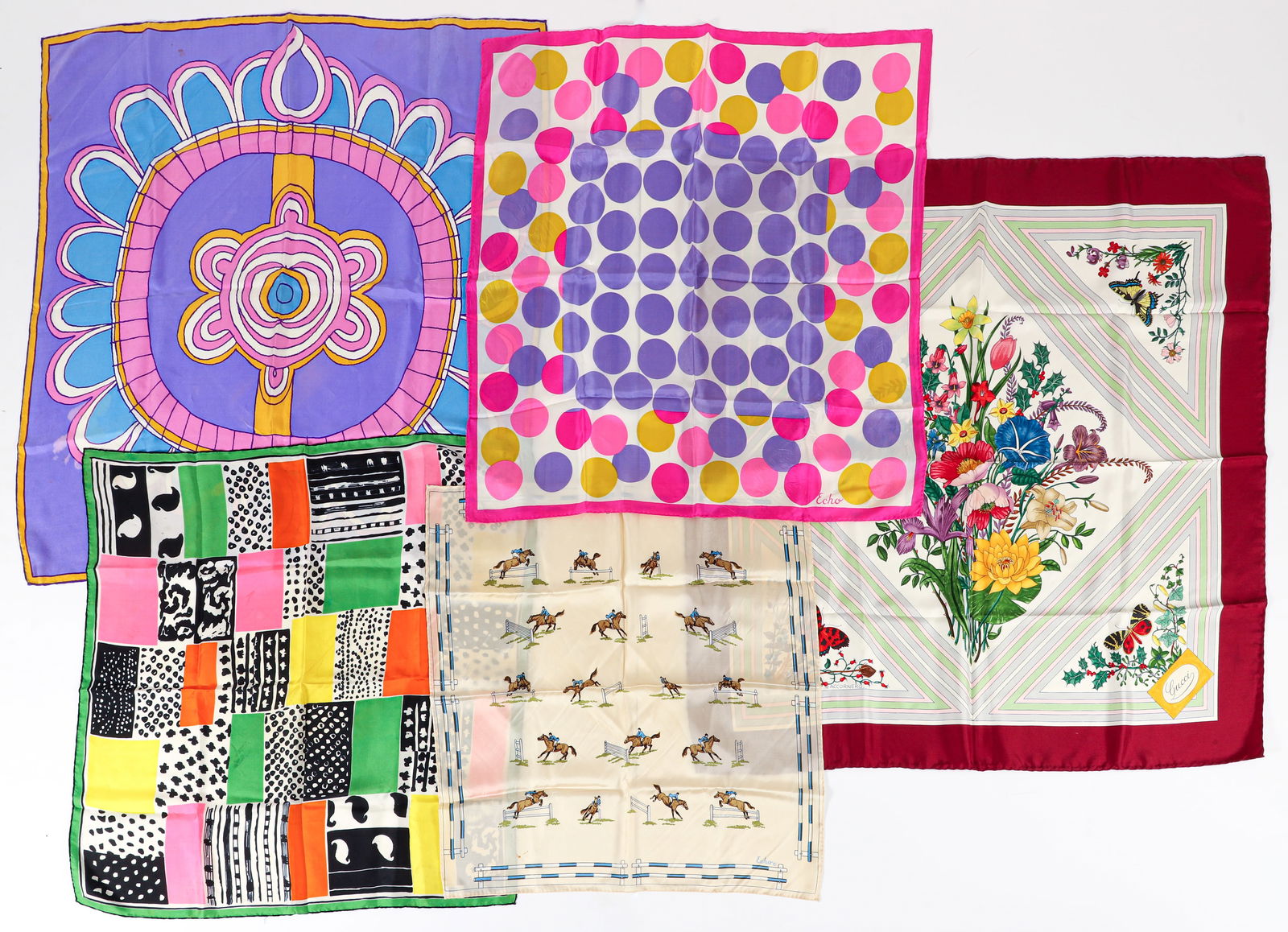 5 Silk Scarves Including Accornero for Gucci, Vera, Echo (1 of 7)