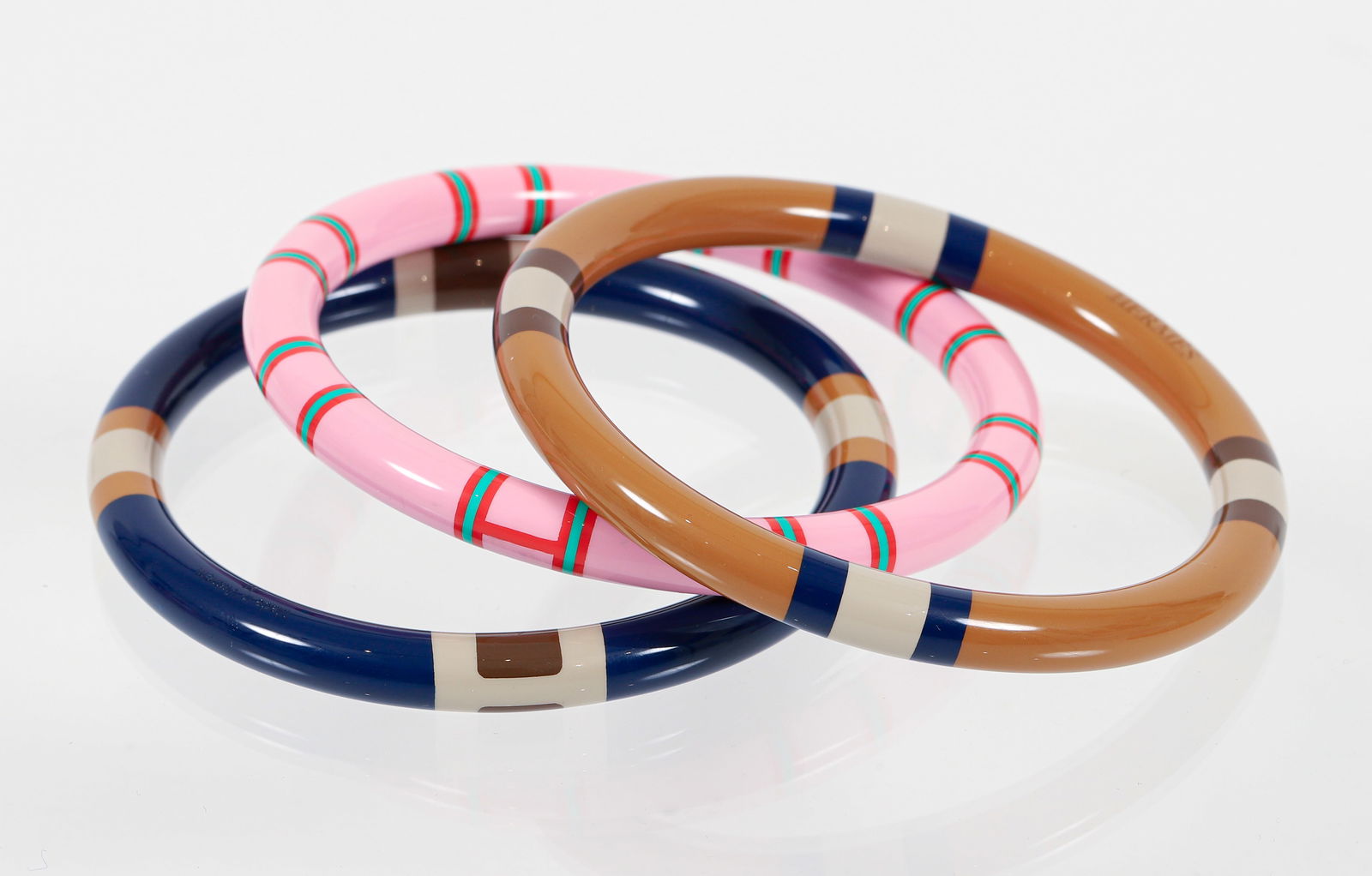 3 Hermes Laquered Wood Equipe Bangle Bracelets (1 of 7)