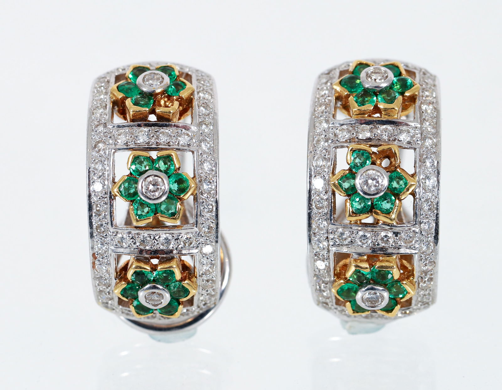 Pair of 18k Emerald and Diamond Earrings (1 of 4)
