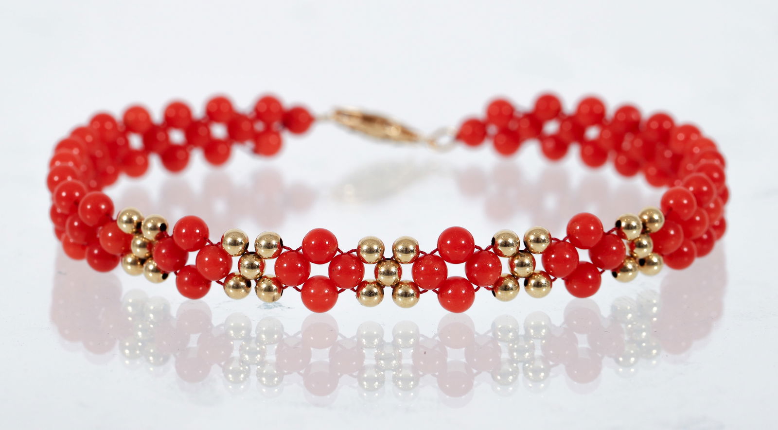 14k Gold and Coral Bead Bracelet (1 of 3)