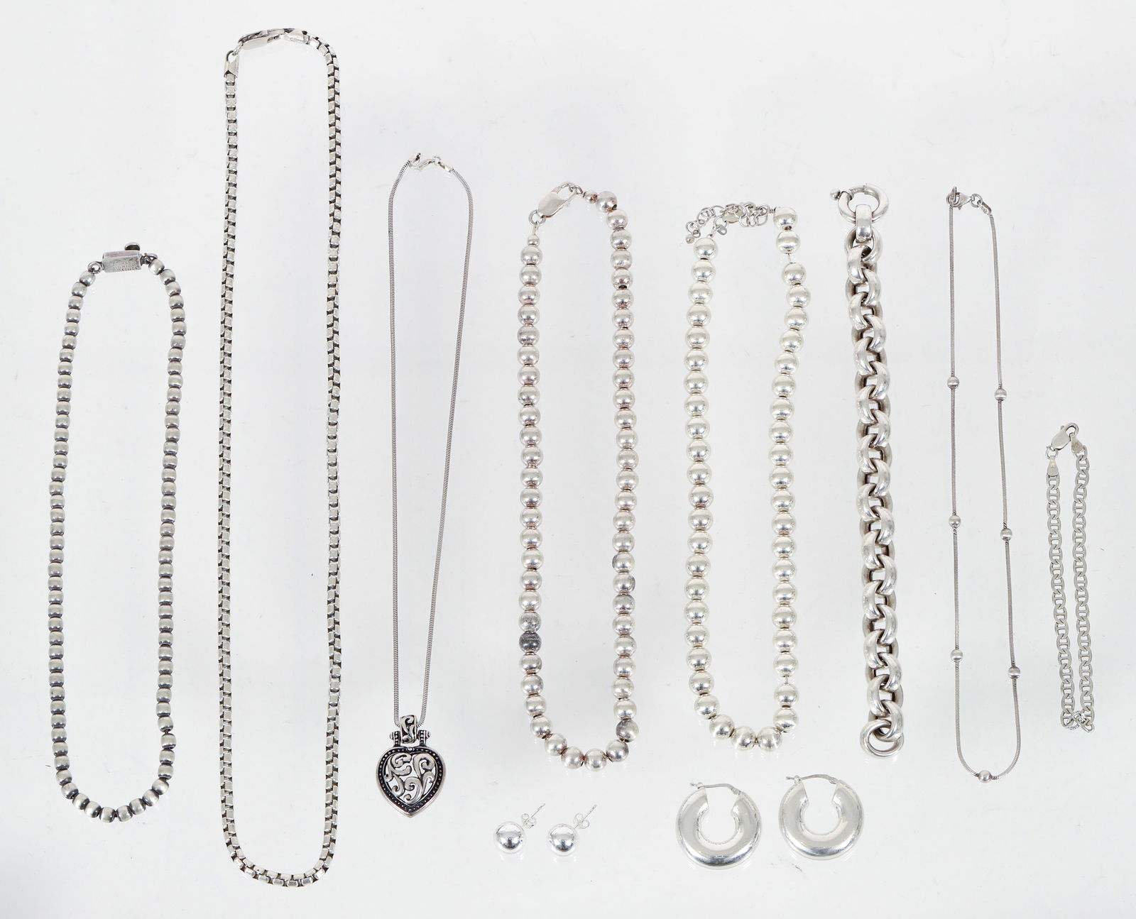 10 pieces Sterling Silver Necklaces, Earrings and Bracelets (1 of 6)