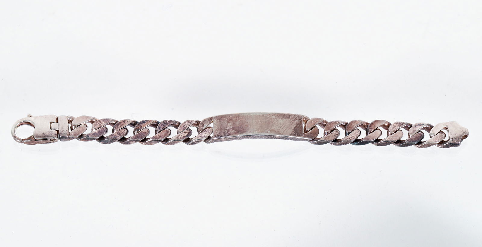 Italian Sterling Silver Curb Link ID Bracelet (1 of 4)