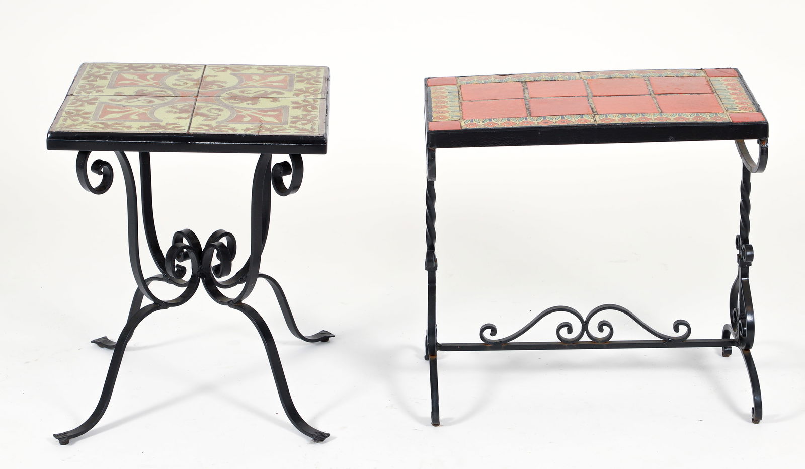 2 Tile Top Wrought Iron Side Tables (1 of 4)