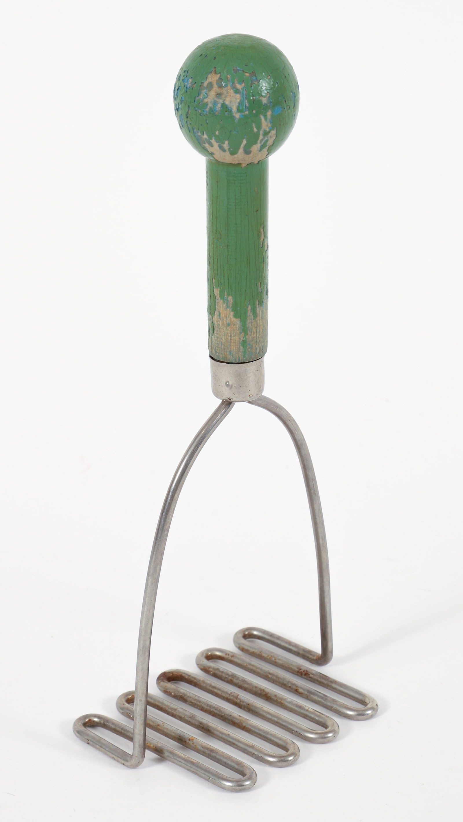 Henry Dreyfuss Designed Vintage Potato Masher: Dreyfuss, Henry (American, 1904-1972), Potato Masher, designed in 1934, metal and painted wood, 10.25 inches long, manufactured by The Washburn Company, Worcester, Massachusetts.