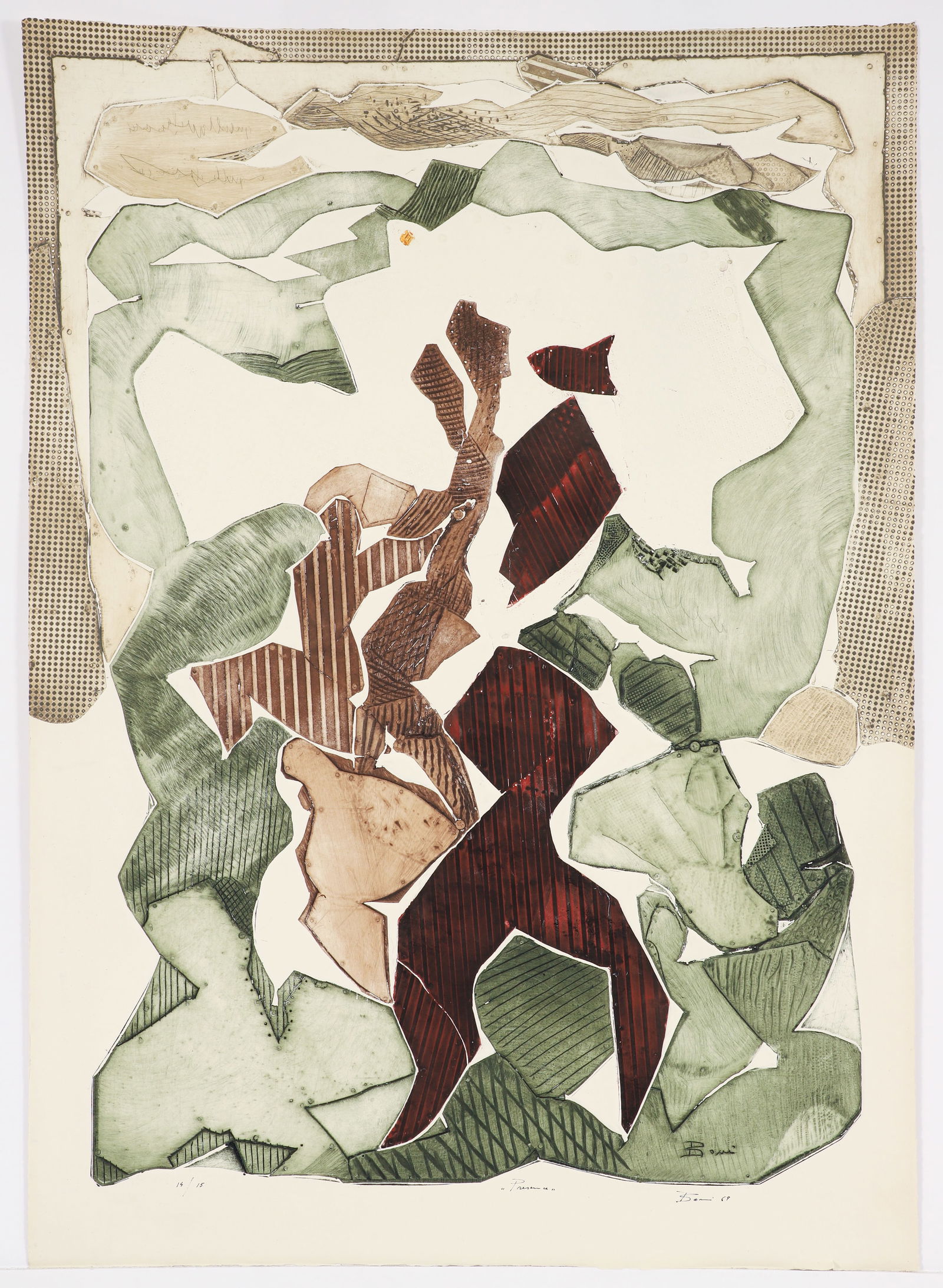 Paolo Boni 1969 abstract etching Presence (1 of 2)