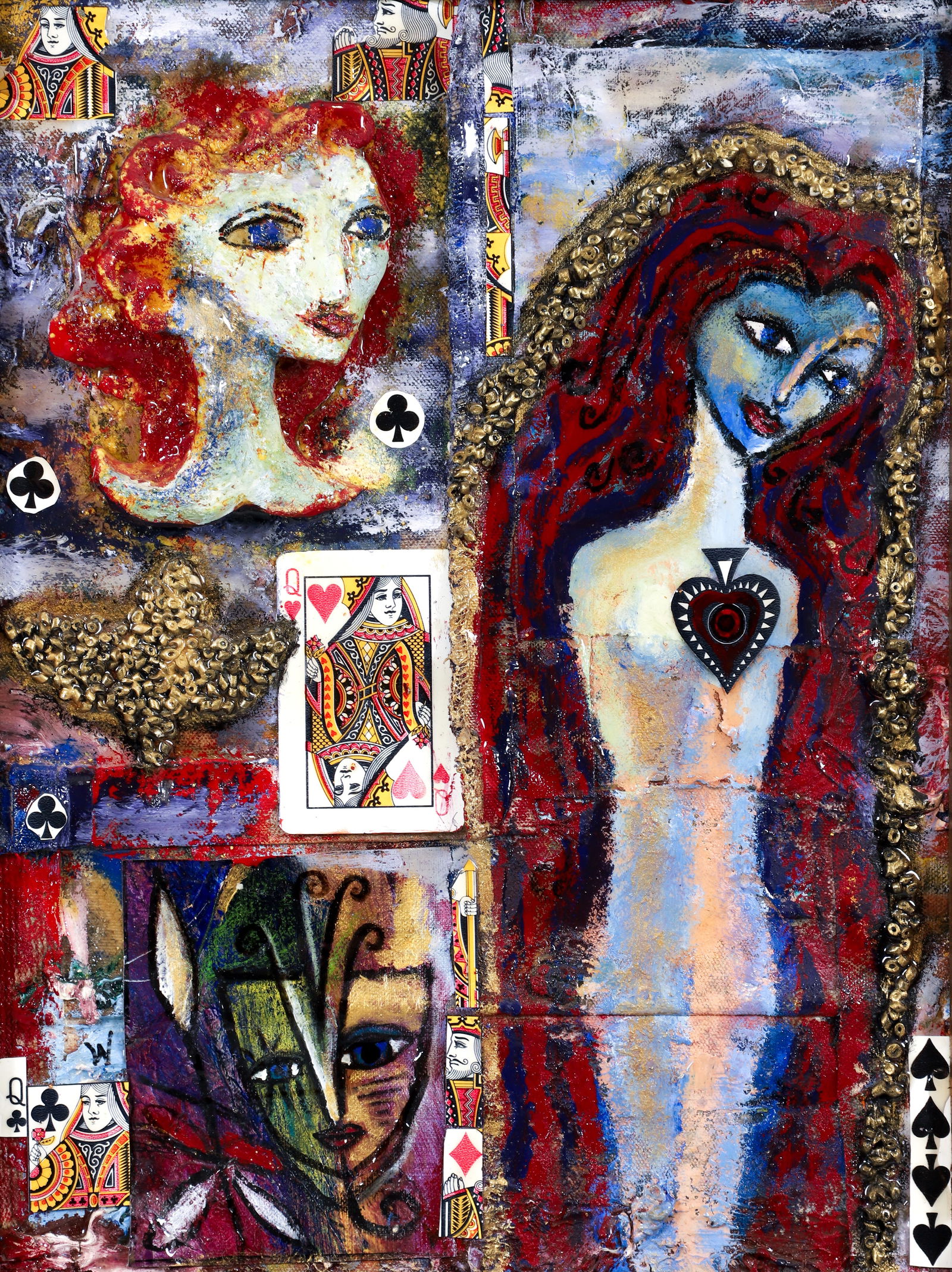 Wolff Bowden high relief painting Queen of Hearts (1 of 4)